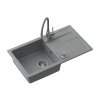 Šedý kuchyňský granitový dřez QUADRON READY- MAX + BATERIE A DÁVKOVAČ NA SAPONÁT TQ7744RMSZ