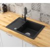Černý kuchyňský granitový dřez QUADRON GO- SMART + BATERIE TQ6244GSCZ v kuchyni