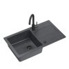 Černý kuchyňský granitový dřez QUADRON GO- MAX + CELOČERNÁ BATERIE TQ7744GMBLM