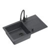 Černý kuchyňský granitový dřez QUADRON READY- MAX + CELOČERNÁ BATERIE A  ČERNÝ DÁVKOVAČ NA SAPONÁT TQ7744RMBLM