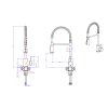 Kuchyňská dřezová baterie QUADRON SALMA s pružinovou hadicí a sprchou v provedení broušená ocel nákres