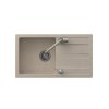 Béžový (pískový) kuchyňský granitový dřez QUADRON READY- MAX + BATERIE A DÁVKOVAČ NA SAPONÁT  Dárek ZDARMA: bambusové prkénko 36x20x1,2cm