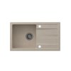 Béžový (pískový) kuchyňský granitový dřez QUADRON READY- MAX + BATERIE A DÁVKOVAČ NA SAPONÁT  Dárek ZDARMA: bambusové prkénko 36x20x1,2cm