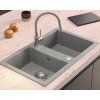 Šedý dvoukomorový kuchyňský granitový dřez QUADRON DENZEL 120 bez baterie