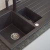 Černý 1,5 komorový kuchyňský granitový dřez QUADRON BRUCE 156 bez baterie