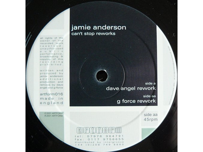 Jamie Anderson ‎– Can't Stop Reworks