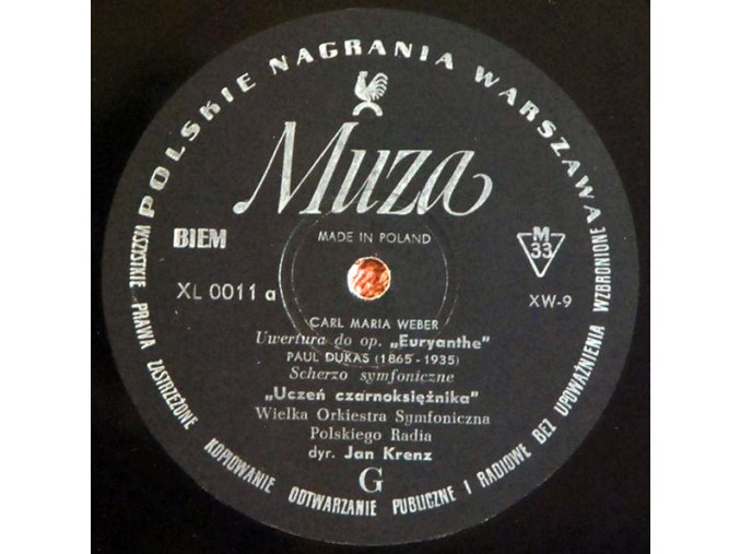 Carl Maria Weber, Paul Dukas, George Gershwin - Wielka Orkiestra Symfoniczna Polskiego Radia, Jan Krenz, Henryk Czyż ‎– Overture From Opera "Euryanthe". L'Apprenti Sorcier. An American In Paris.