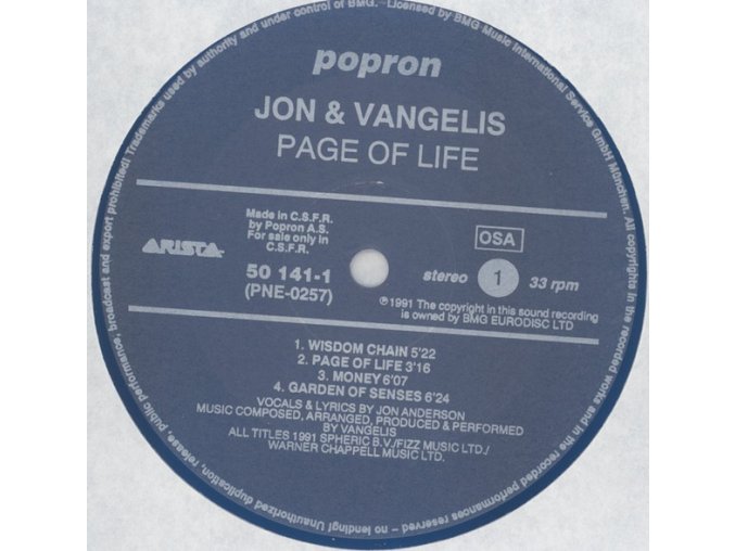 Jon And Vangelis – Page Of Life