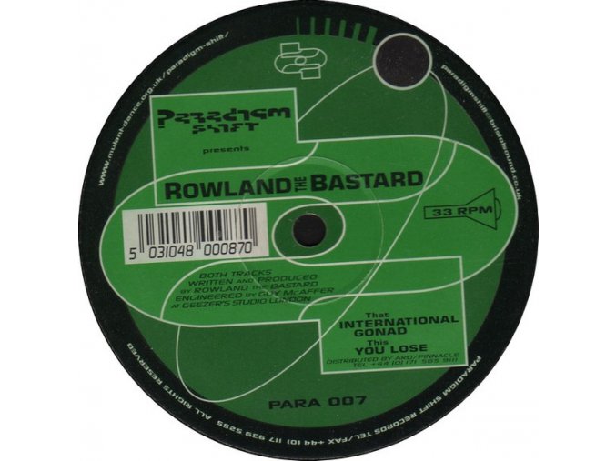 Rowland The Bastard ‎– International Gonad / You Lose