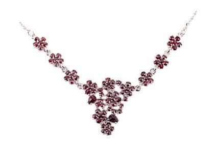 silver necklace with czech garnet (6770925)