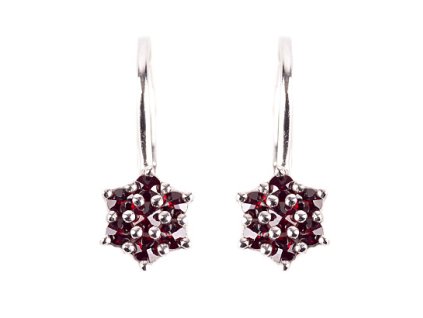 silver earrings with czech garnet (6370366)