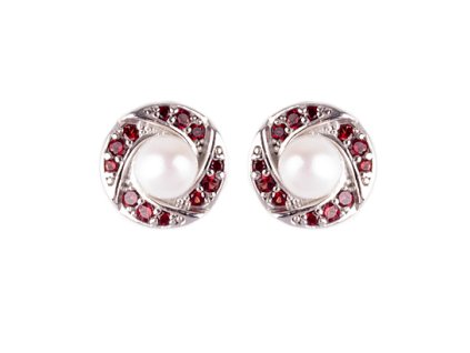 silver earrings with czech garnet (6371512)