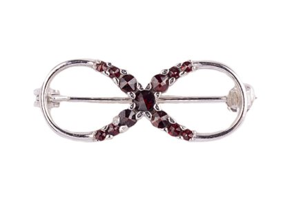 garnet - silver brooch - bow (5091)