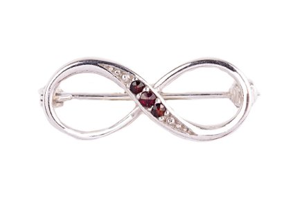 garnet - silver brooch - bow (5093)