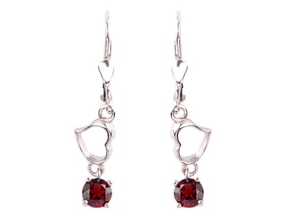 granát - stříbrné náušnice (2045-4)