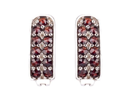 garnet - silver earrings - line (2067-1)