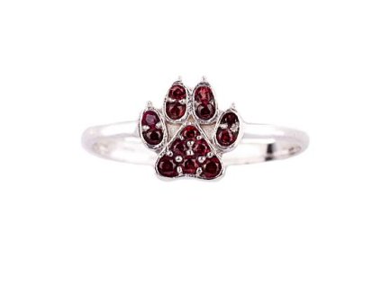 garnet - silver ring - paw (3281)