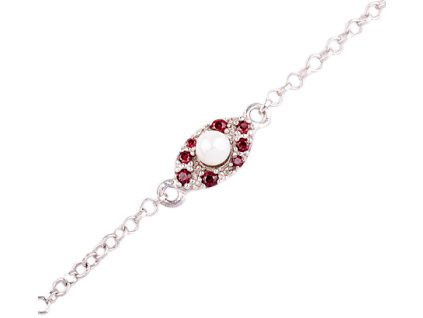 garnet - silver bracelet - pearl (4578)