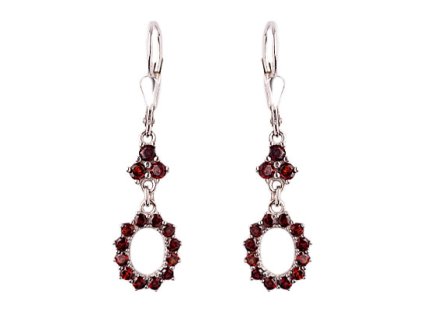 garnet - silver earrings (2597-4)