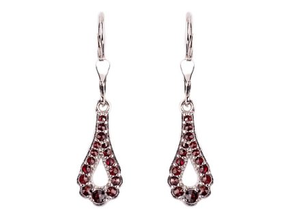 garnet - silver earrings - drop (2142-4)