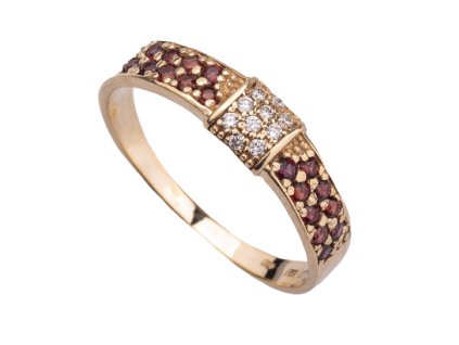 diamond + garnet - gold ring - line (U2-3317D)
