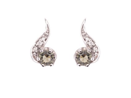 diamond + moldavite - gold earrings (U3-2118-3)