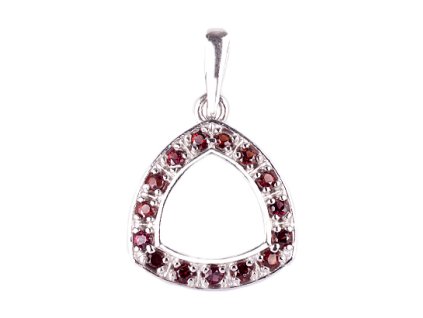 garnet - silver pendant - triangle (1569)