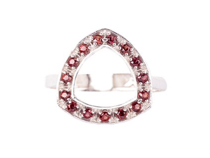garnet - silver ring - triangle (3569)