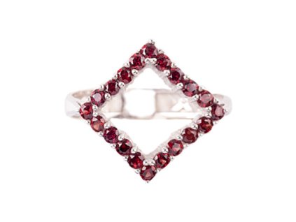 garnet - silver ring - square (3570)