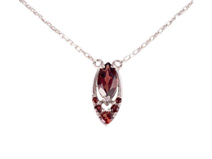 garnet - silver necklace - drop (8612)