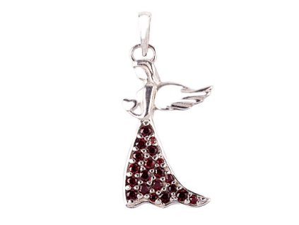 garnet - silver pendant - angel (1636)