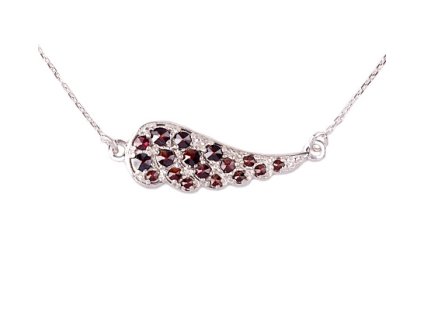 garnet - silver necklace - wings (8613)