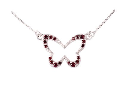 garnet - silver necklace (8643)
