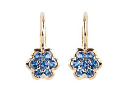 blue zircon - gold children's earrings (U3-08-4)
