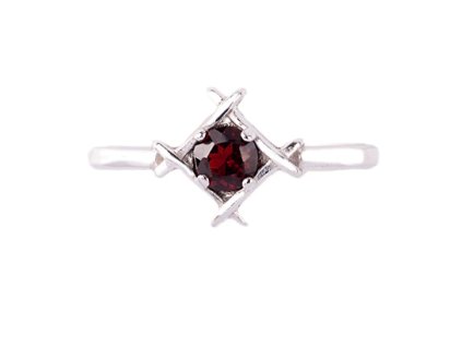 garnet - silver ring - square (3670)
