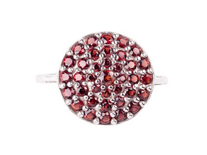 garnet - silver ring - wheel (3627)
