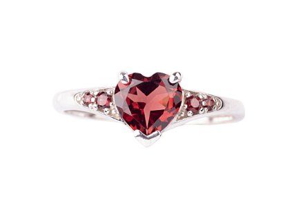 garnet - silver ring - heart (3294)