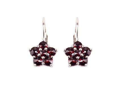 silver earrings with czech garnet (6370011)