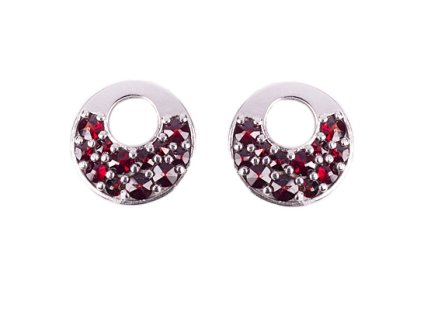 silver earrings with czech garnet (6371153)