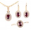 Set No. 1447 Czech garnet with diamond AU 585/1000