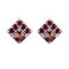 silver earrings with Czech garnet - čtverec (6370385)