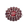 garnet - silver brooch - flower (5072)