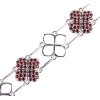 garnet - silver bracelet - four-leaf clover (4580)