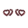 garnet - silver earrings - heart (2364-3)