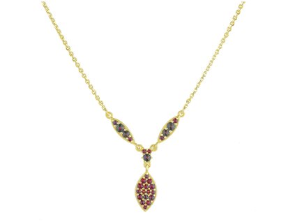 Zlatý náhrdelník s českým granátem - špička