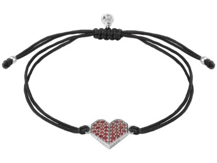 Shamballa EXPO 2025, stříbrný náramek s českým granátem, rhodiovaný - srdce