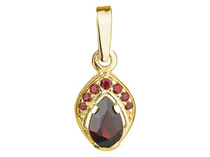 Zlatý přívěsek s českým granátem - kapka