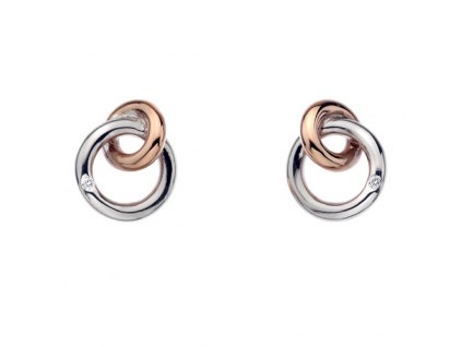 Stříbrné náušnice Hot Diamonds Eternity Interlocking Rose Gold Stud DE309