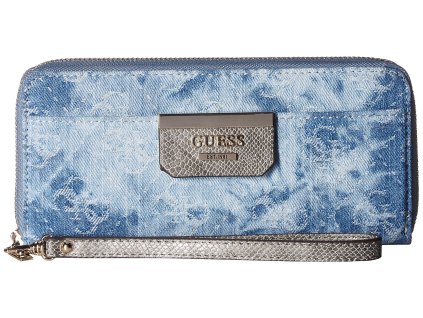 GUESS Bobbi Small Leather Goods Large Zip Around denim