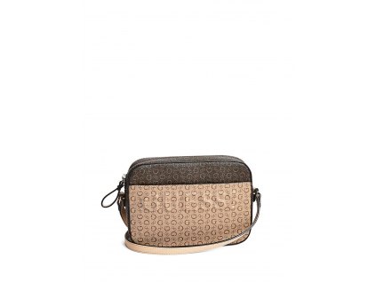 KABELKA GUESS RIGDEN LOGO PRINT CAMERA BAG HNĚDÁ